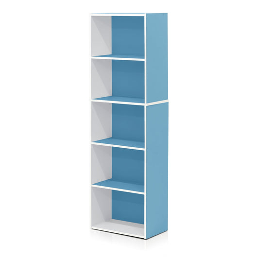 11055 5 - Tier Reversible Color Open Shelf Bookcase, White / Pink