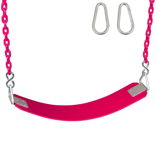 Swing Set Stuff Inc. Commercial Rubber Belt Seat with 5.5 Ft. Coated Chain (Pink)