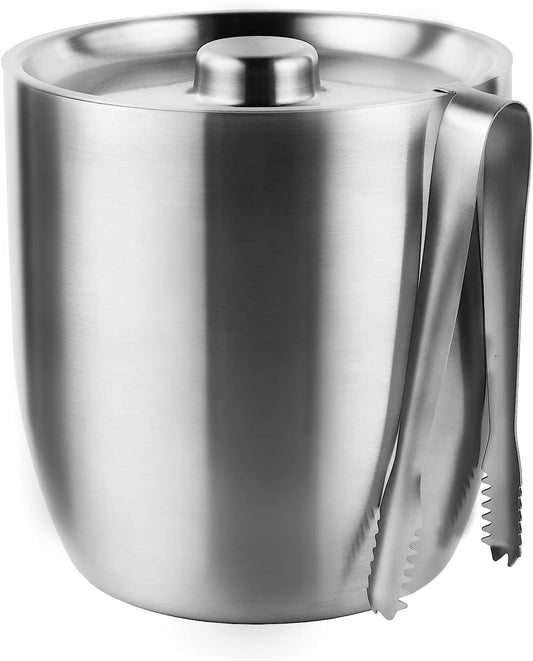 Tiken 3L Double-Wall Vacuum Insulated Ice Bucket with Lid & Tong Stainless Steel Champagne Buckets for Cocktail Bar, Parties & Outdoor